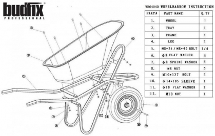 Тачка строительная Budfix WB6404D схема сборки
