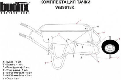 Тачка строительная WB9618K Budfix без предоплат