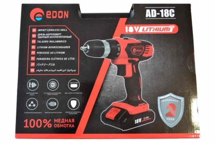 Аккумуляторный шуруповерт EDON AD-18CP для стройки